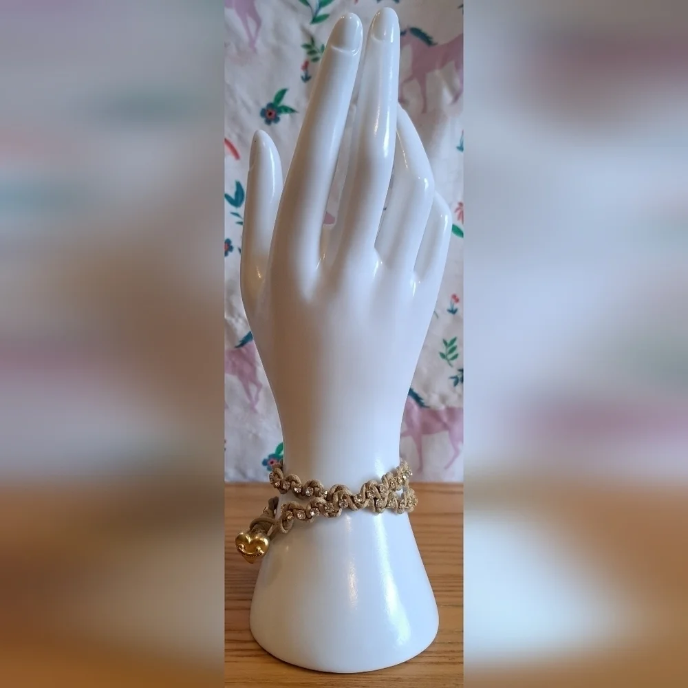 Vintage Y2K Juicy Couture Beige Hemp & Bling Casual Wrap Casual Bracelet Jewelry - Picture 1 of 4
